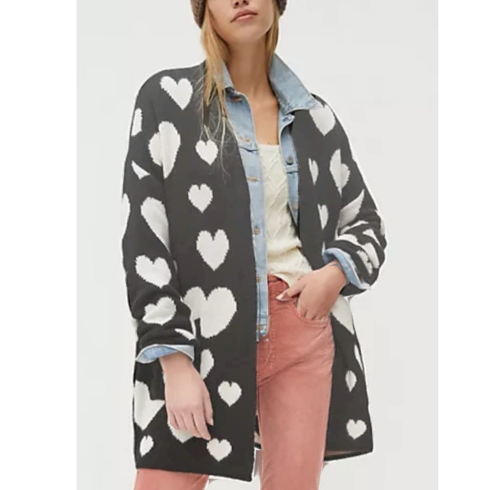 Anthropologie Maeve Halley Heart Cardigan
